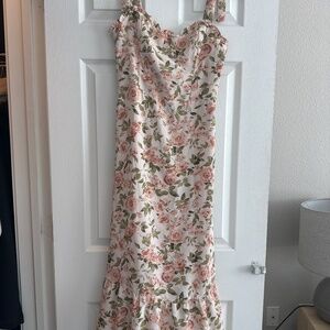 O.P.T. One Pretty Thing Floral Midi Dress in Rose